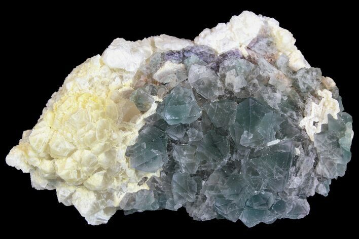 Green Octahedral Fluorite and Calcite Crystal Association - China #138703